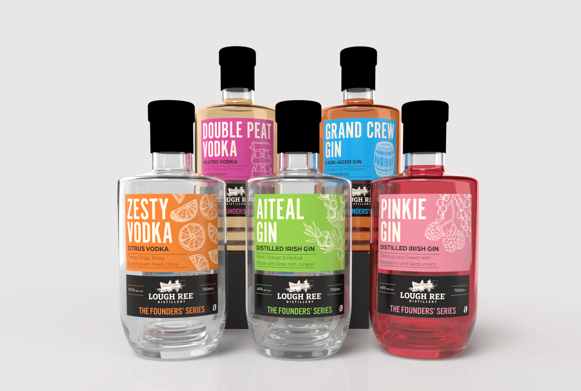 6 bottles of the founder series gin